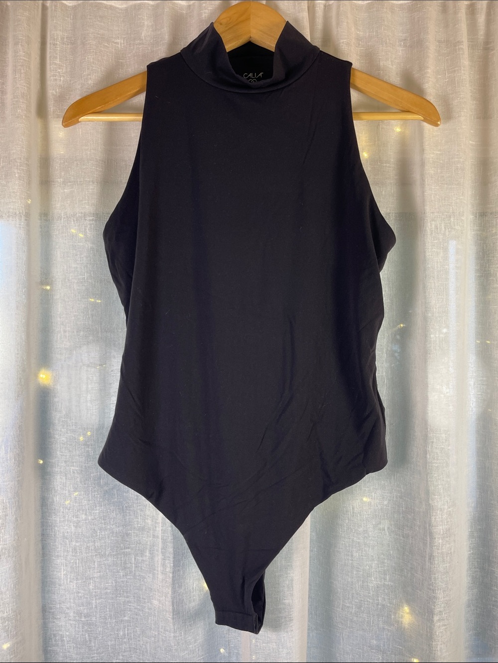 CALIA Sleeveless Mock Neck Black Bodysuit